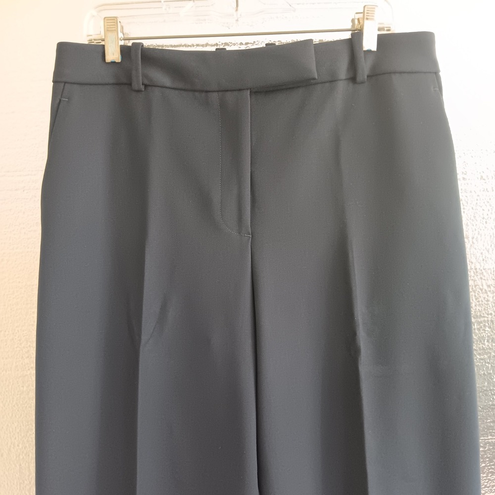 Reiss Gabi Wide Leg Trouser Women 10P Navy New Petite High Rise Twill Pants - Picture 2 of 12